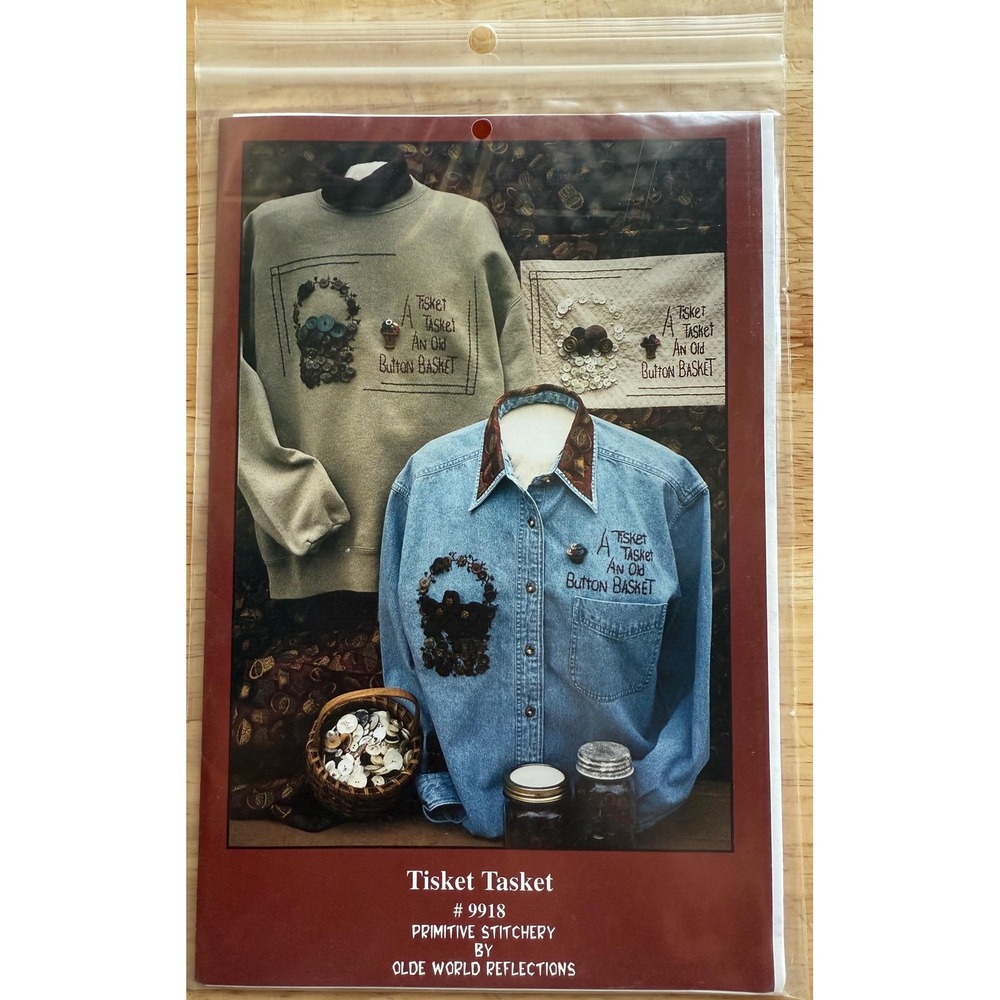 Primitive Stitchery sewing pattern by Olde World Reflections: TISKET TASKET 9918
